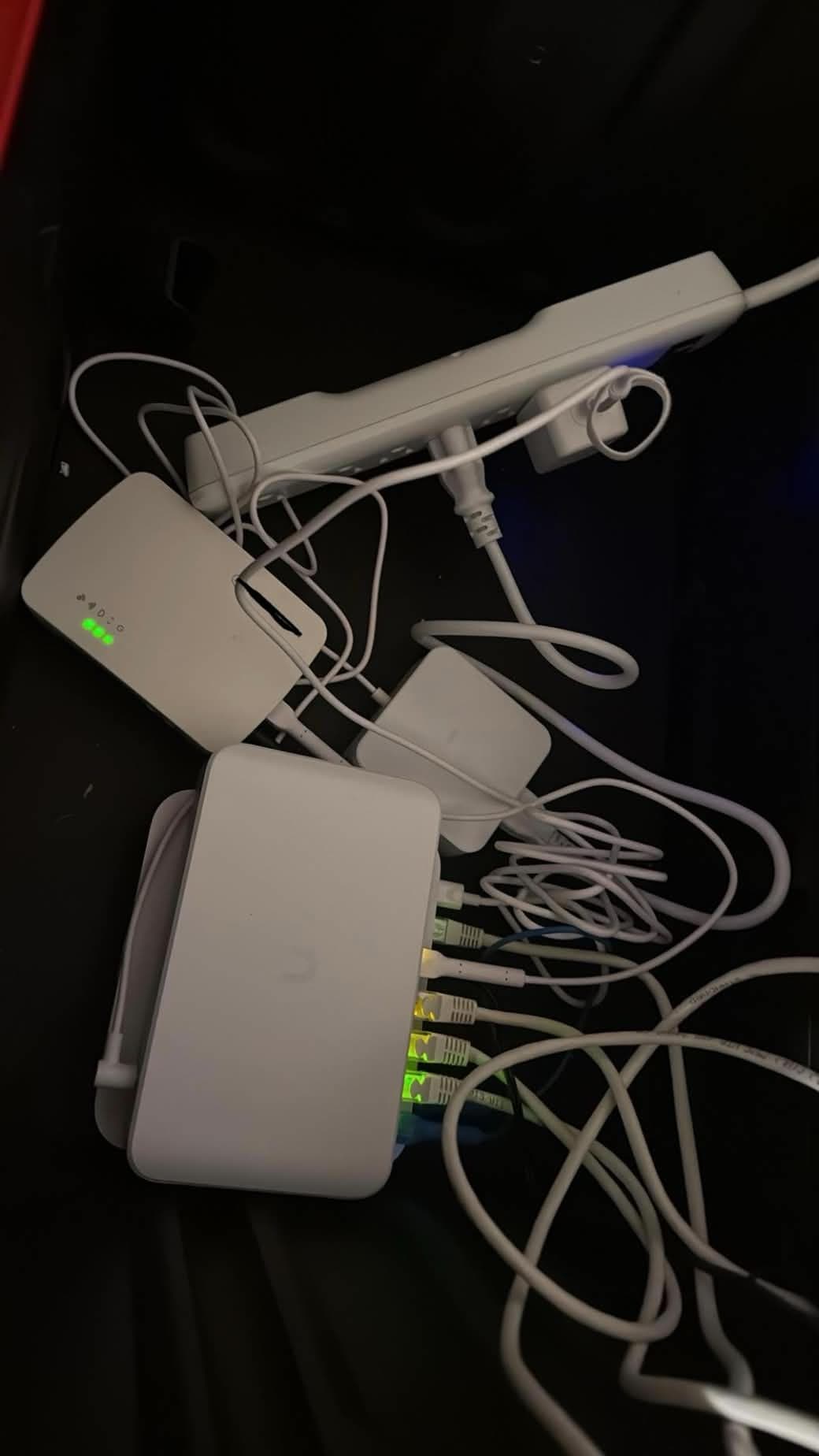 Mess of equipment in a box, lacking organization